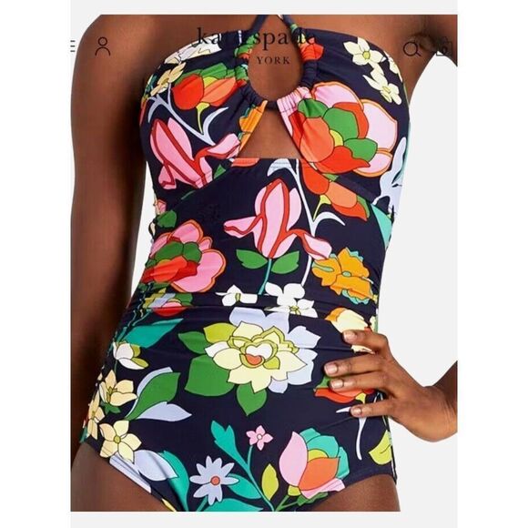 Kate Spade Flower Bed Bandeau One-Piece XS Blue Floral Tropical NWT - Picture 13 of 13